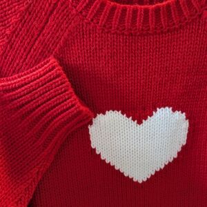 Charming Red Heart Knit Sweater